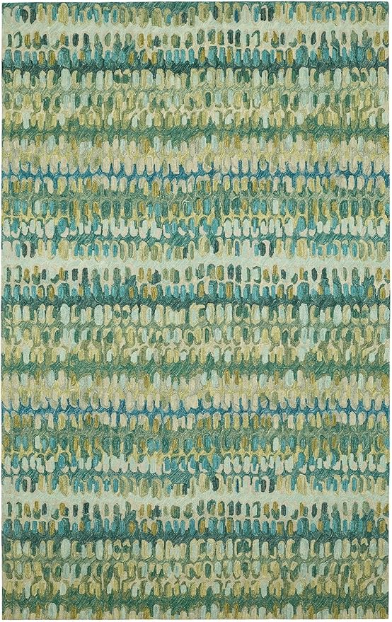 Dash and Albert Paint Chip Wool Area Rug - 6' x 9' Moss Graphic Hand Micro Hooked Accent Rug - Durable, High Traffic Areas Hallway, Living Room, Stairs