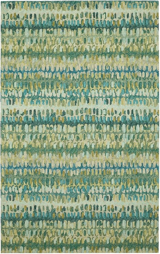 Dash and Albert Paint Chip Wool Area Rug - 6' x 9' Moss Graphic Hand Micro Hooked Accent Rug - Durable, High Traffic Areas Hallway, Living Room, Stairs