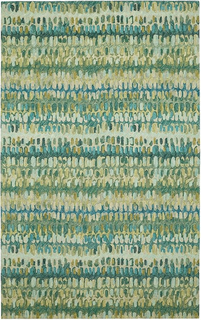 Dash and Albert Paint Chip Wool Area Rug - 5' x 8' Moss Graphic Hand Micro Hooked Accent Rug - Durable, High Traffic Areas Hallway, Living Room, Stairs