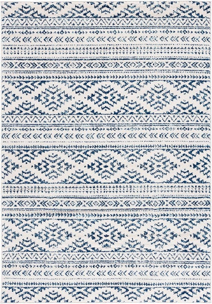 SAFAVIEH Tulum Collection Area Rug - 5'3" x 7'6", Ivory & Navy, Moroccan Boho Tribal Design, Non-Shedding & Easy to Clean, Ideal for Living Room, Bedroom, Dining Space (TUL272D)