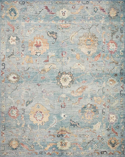 Loloi Margot Collection MAT-06 Denim/Multi 2'-6" x 7'-6" Runner Rug feat. CloudPile, No-Shed Easy Clean Large Patterned Area Rug for Living Room, Bedroom, Dining Area