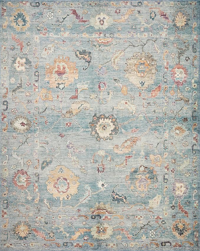 Loloi Margot Collection MAT-06 Denim/Multi 2'-6" x 11'-6" Runner Rug feat. CloudPile, No-Shed Easy Clean Large Patterned Area Rug for Living Room, Bedroom, Dining Area