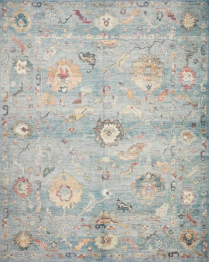 Loloi Margot Collection MAT-06 Denim/Multi 2'-6" x 11'-6" Runner Rug feat. CloudPile, No-Shed Easy Clean Large Patterned Area Rug for Living Room, Bedroom, Dining Area