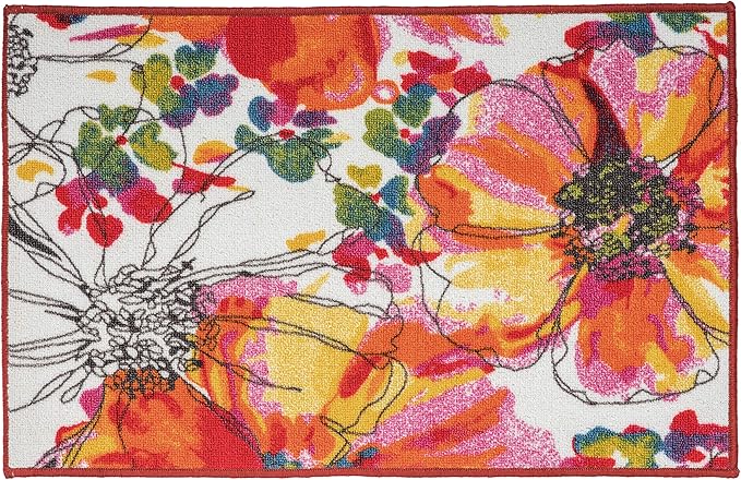 Rugshop Modern Bright Flowers Non-Slip (Non-Skid) Area Rug 20" X 30" Multi