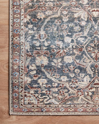 Loloi Chris Loves Julia Jules Collection JUL-06 Denim/Spice 2'-6'' x 12'-0'', .13" Pile Height, Runner Rug