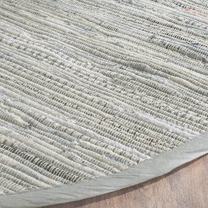 SAFAVIEH Rag Rug Collection 8' Round Grey RAR121A Handmade Boho Stripe Cotton Area Rug