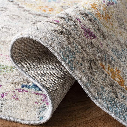 SAFAVIEH Madison Collection Runner Rug - 2'2" x 14', Grey & Yellow, Boho Diamond Distressed Design, Non-Shedding & Easy Care, Ideal for High Traffic Areas in Living Room, Bedroom (MAD418F)