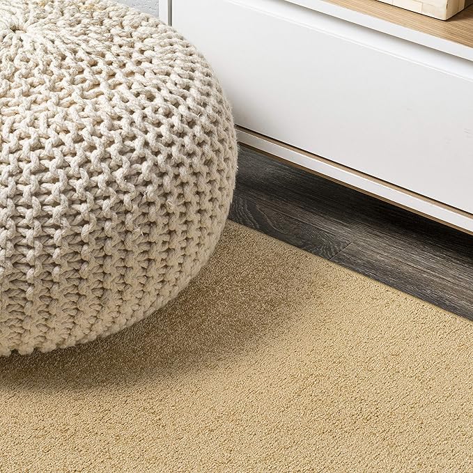 JONATHAN Y Haze Solid Low-Pile Mustard 8' Round Indoor Area Rug, Coastal,Bohemian,Minimalist,Classic, Easy-Cleaning for Living Room,Bedroom,Kitchen,Pet Friendly,Non-Shedding (SEU100B-8R)