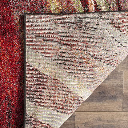 SAFAVIEH Glacier Collection Runner Rug - 2'3" x 20', Red & Multi, Modern Abstract Design, Non-Shedding & Easy Care, Ideal for High Traffic Areas in Living Room, Bedroom (GLA126A)