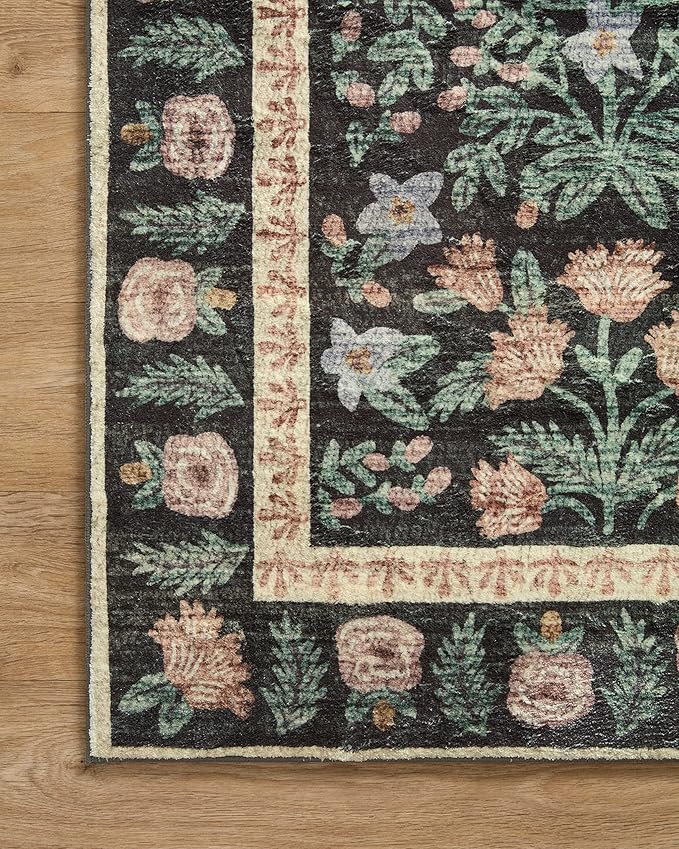 Loloi Rifle Paper Co. Eden Collection EDE-02 Mughal Garden Black 2'-6" x 11'-6" Runner Rug feat. CloudPile™