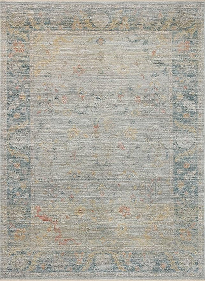 Loloi Magnolia Home by Joanna Gaines Millie Collection MIE-04 Slate/Multi 2'-7" x 8'-0", .25" Pile Height, Runner Rug
