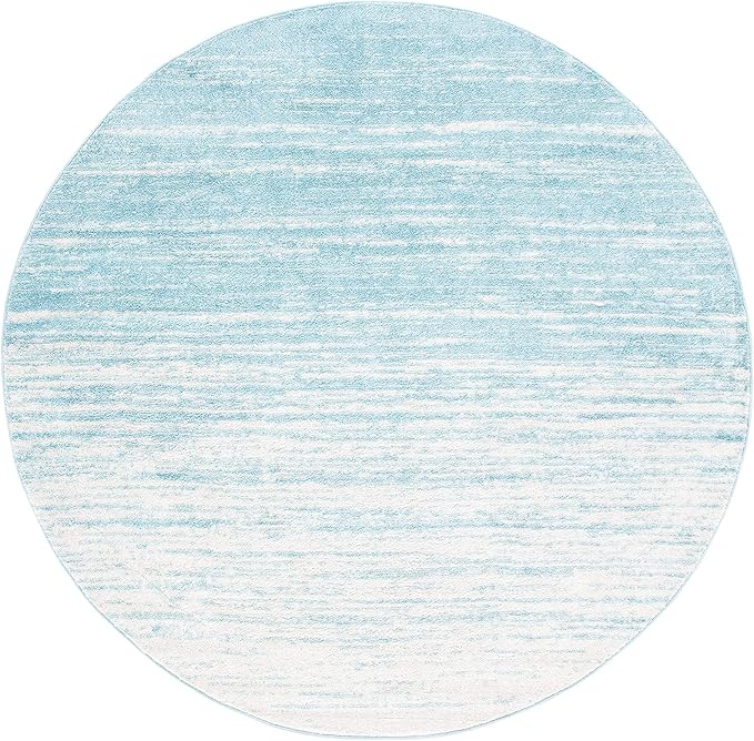 SAFAVIEH Adirondack Collection Area Rug - 6'7" Round, Aqua & Ivory, Modern Ombre Design, Non Shedding & Easy to Clean, Ideal for Living Room, Bedroom, Office, Dining Space (ADR113J)