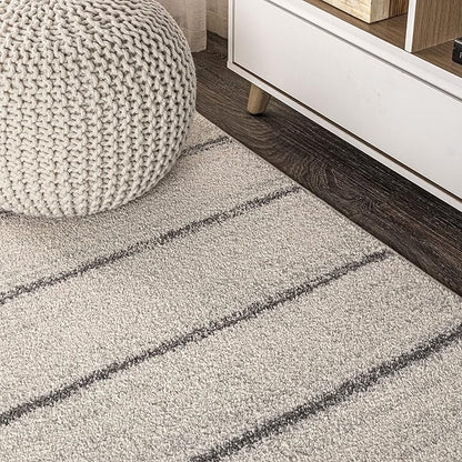 JONATHAN Y Williamsburg Minimalist Stripe Cream/Gray Indoor Area Rug, 8x10, Contemporary, Modern, Easy-Cleaning for Living Room, Bedroom, Kitchen, Pet Friendly, Non-Shedding (MOH201A-8)