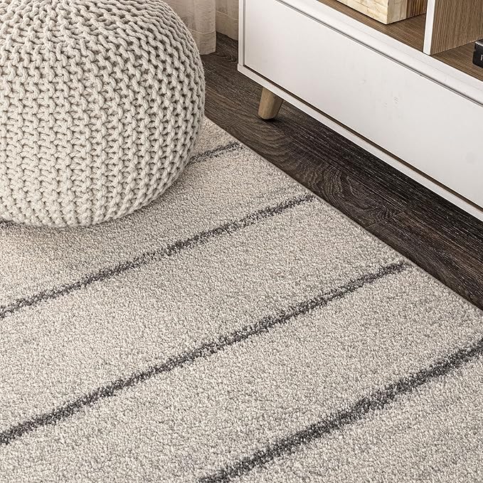 JONATHAN Y Williamsburg Minimalist Stripe Cream/Gray Indoor Area Rug, 3x5, Contemporary, Modern, Easy-Cleaning for Living Room, Bedroom, Kitchen, Pet Friendly, Non-Shedding (MOH201A-3)