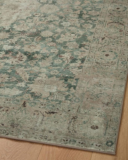 Loloi Magnolia Home by Joanna Gaines Sinclair Collection SIN-05 Jade/Sand 2'-3" x 11'-6", .25" Pile Height, Machine Washable, Runner Rug