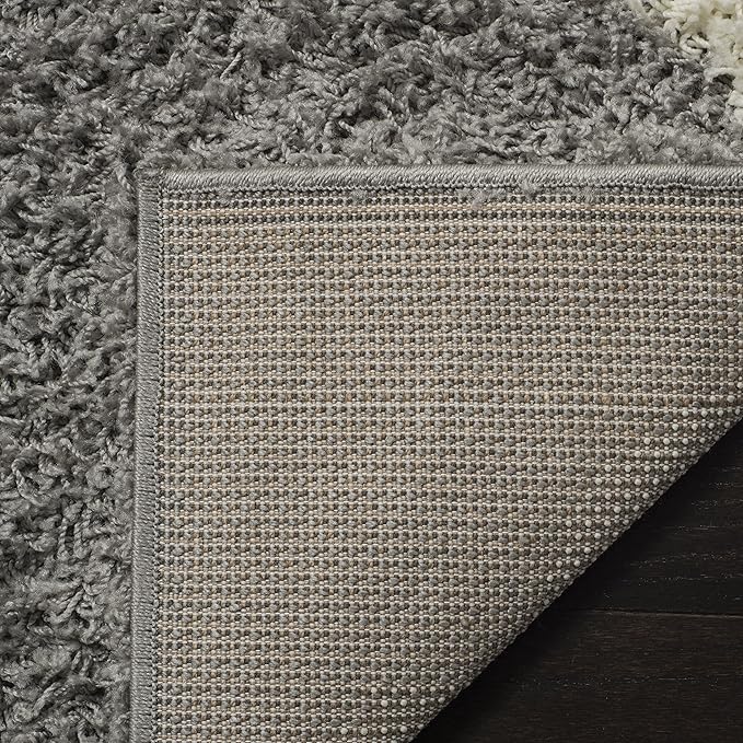 SAFAVIEH Dallas Shag Collection Area Rug - 8'6" x 12', Grey & Ivory, Trellis Design, Non-Shedding & Easy Care, 1.5-inch Thick Ideal for High Traffic Areas in Living Room, Bedroom (SGD257G)