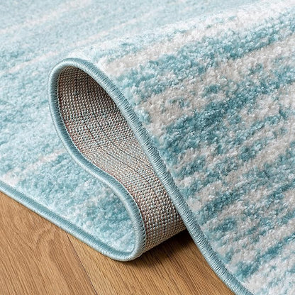 SAFAVIEH Adirondack Collection Area Rug - 6'7" Round, Aqua & Ivory, Modern Ombre Design, Non Shedding & Easy to Clean, Ideal for Living Room, Bedroom, Office, Dining Space (ADR113J)