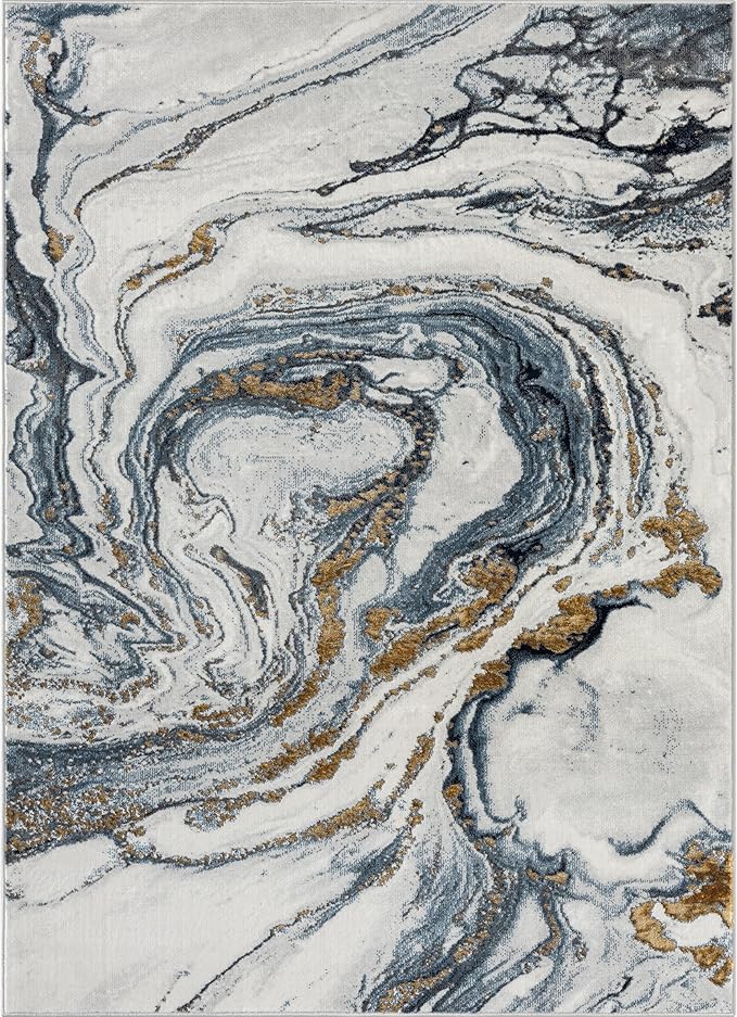 LUXE WEAVERS Marble Effect Abstract Blue 5x7 Area Rug