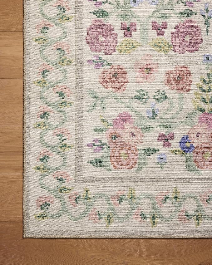 Loloi Rifle Paper Co. Rosa Collection RSA-01 Ivory 5'-0" x 7'-6" Area Rug