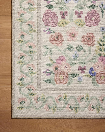 Loloi Rifle Paper Co. Rosa Collection RSA-01 Ivory 5'-0" x 7'-6" Area Rug