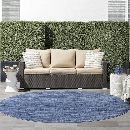 Nourison Home Nourison Essentials Navy Blue 8' x Round Area Rug - Easy Clean, Non Shedding, Bed Room, Living Room, Dining Room, Kitchen (8' x Round)