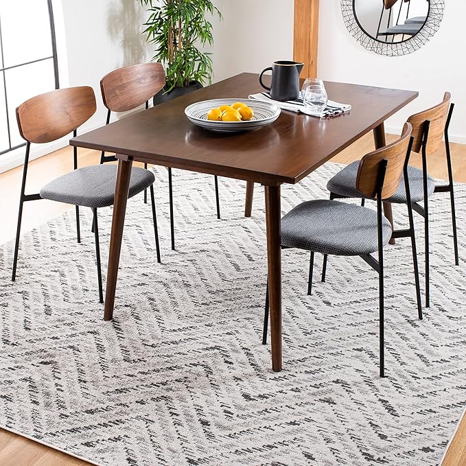 SAFAVIEH Adirondack Collection Accent Rug - 3' x 5', Ivory & Charcoal, Chevron Design, Non-Shedding & Easy Care, Ideal for High Traffic Areas in Entryway, Living Room, Bedroom (ADR104N)