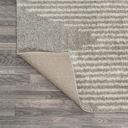 JONATHAN Y Elm Diamond Stripe Shag Gray/Ivory Indoor Area Rug, 3x5, Geometric, Bohemian, Contemporary, Easy-Cleaning for Living Room, Bedroom, Kitchen, Pet Friendly, Non-Shedding (MOH408B-3)