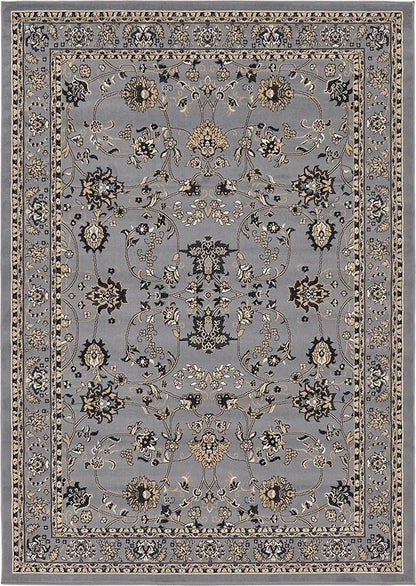 Unique Loom Sialk Hill Collection Area Rug - Washington (7' 1" x 10' Rectangle Gray/Black)