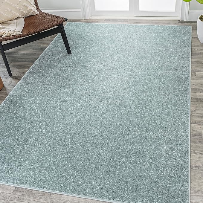 Eyely UES100S-6 Supersoft Haze Solid Low-Pile Indoor Area Rug, Coastal, Bohemian, Minimalist, Classic, Casual for Bedroom,Kitchen,Living Room,Non Shedding,Easy-Washing, Blue, 6 X 9