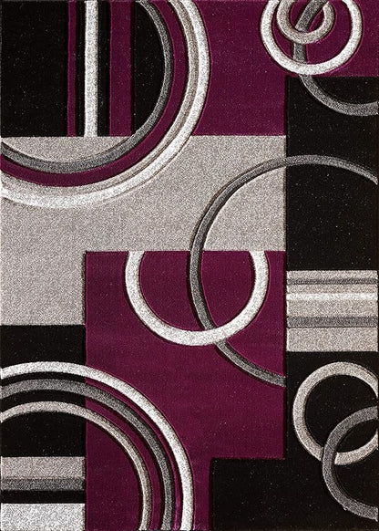 GLORY RUGS Area Rug Modern 2x7 Purple Soft Hand Carved Contemporary Floor Carpet with Premium Fluffy Texture for Indoor Living Dining Room and Bedroom Area