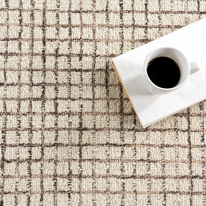 Rugs USA Melrose Cream, 4' Round, Handmade, Wool & Cotton, Soft and Cozy, High Traffic, Stain Resistant, Easy Clean, Durable Area Rug for Bedroom, Living Room, Dining Space, Den, Entryway