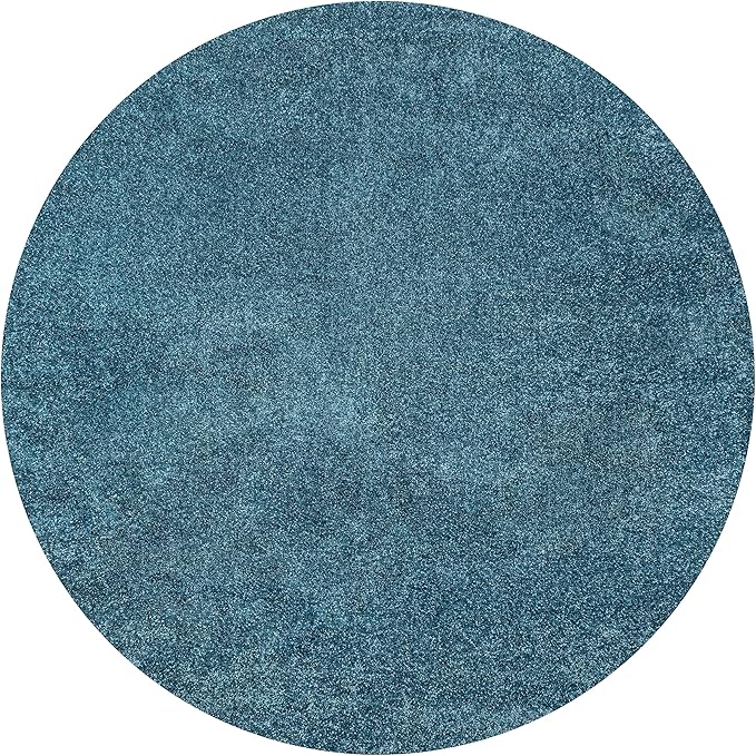 JONATHAN Y Haze Solid Low-Pile Turquoise 8' Round Indoor Area Rug, Coastal,Bohemian,Minimalist,Classic, Easy-Cleaning for Living Room,Bedroom,Kitchen,Pet Friendly,Non-Shedding (SEU100H-8R)
