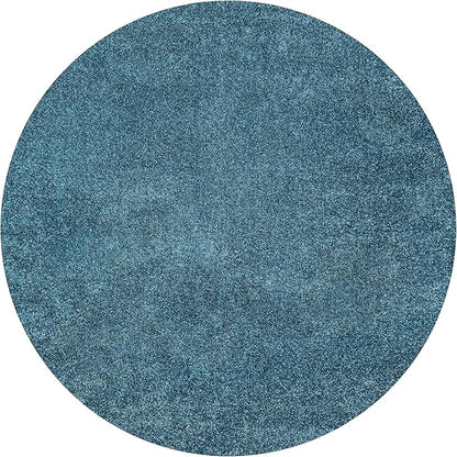JONATHAN Y Haze Solid Low-Pile Turquoise 6' Round Indoor Area Rug, Coastal,Bohemian,Minimalist,Classic, Easy-Cleaning for Living Room,Bedroom,Kitchen,Pet Friendly,Non-Shedding (SEU100H-6R)