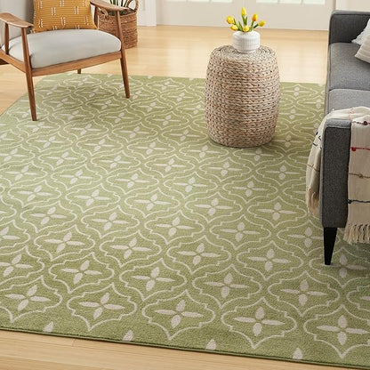 Nourison Home Nourison Essentials Green Ivory 8' x 10' Area Rug - Easy Clean, Non Shedding, Bed Room, Living Room, Dining Room, Kitchen (8' x 10')