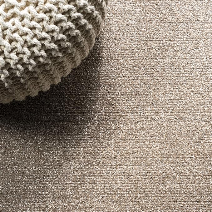 JONATHAN Y Haze Solid Low-Pile Beige 4' Round Indoor Area Rug, Coastal,Bohemian,Minimalist,Classic, Easy-Cleaning for Living Room,Bedroom,Kitchen,Pet Friendly,Non-Shedding (SEU100G-4R)