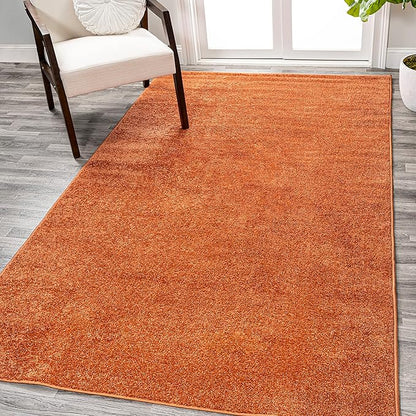 Eyely UES100M-6 Supersoft Haze Solid Low-Pile Indoor Area Rug, Coastal, Bohemian, Minimalist, Classic, Casual for Bedroom,Kitchen,Living Room,Non Shedding,Easy-Washing, Orange, 6 X 9