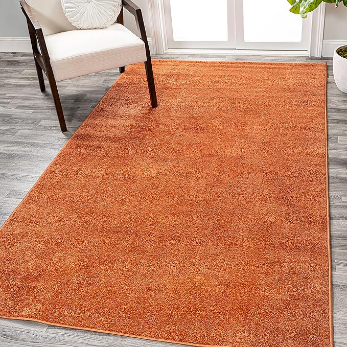 Eyely UES100M-3 Supersoft Haze Solid Low-Pile Indoor Area Rug Casual;Contemporary;Solid;Traditional, Bedroom, Kitchen, Living Room, Easy-Cleaning, Non-Shedding, 3 X 5, Orange