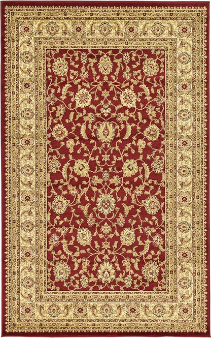 Unique Loom Voyage Collection Traditional Oriental Classic Intricate Design Area Rug (5' 0 x 8' 0 Rectangular, Red/Gold)