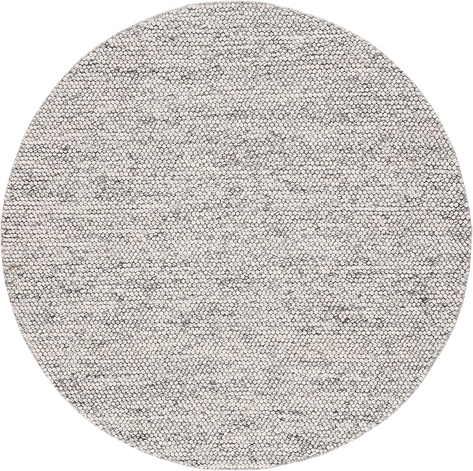 SAFAVIEH Natura Collection Area Rug - 8' Round, Light Grey & Ivory, Handmade Wool Blend, Textured Design, Ideal for Living Room, Bedroom, Dining Space (NAT620G)