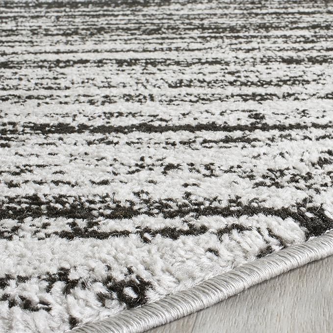SAFAVIEH Adirondack Collection Area Rug - 10' Round, Silver & Black, Modern Ombre Design, Non Shedding & Easy to Clean, Ideal for Living Room, Bedroom, Office, Dining Space (ADR113A)