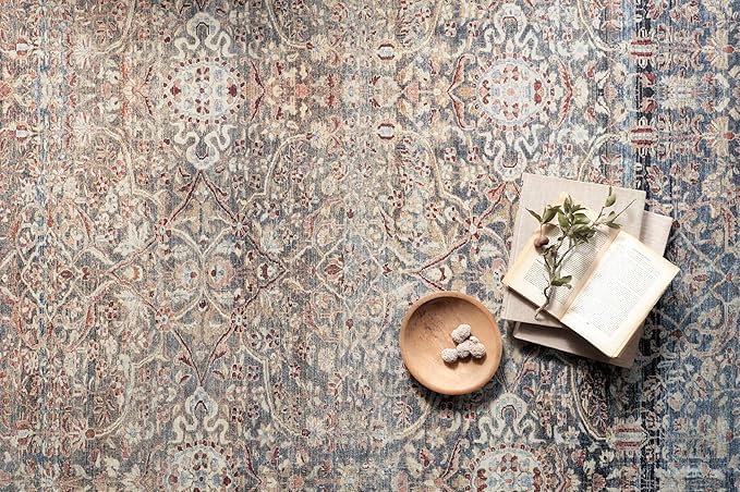 Loloi Chris Loves Julia Jules Collection JUL-06 Denim/Spice 3'-6'' x 5'-6'', .13" Pile Height, Accent Rug