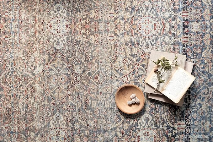 Loloi Chris Loves Julia Jules Collection JUL-06 Denim/Spice 9'-6" x 14', .13" Pile Height, Area Rug
