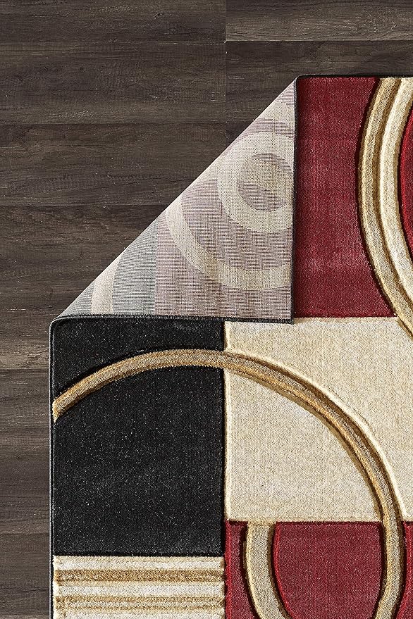GLORY RUGS Area Rug Modern 5x7 Dark Red Soft Hand Carved Contemporary Floor Carpet with Premium Fluffy Texture for Indoor Living Dining Room and Bedroom Area.