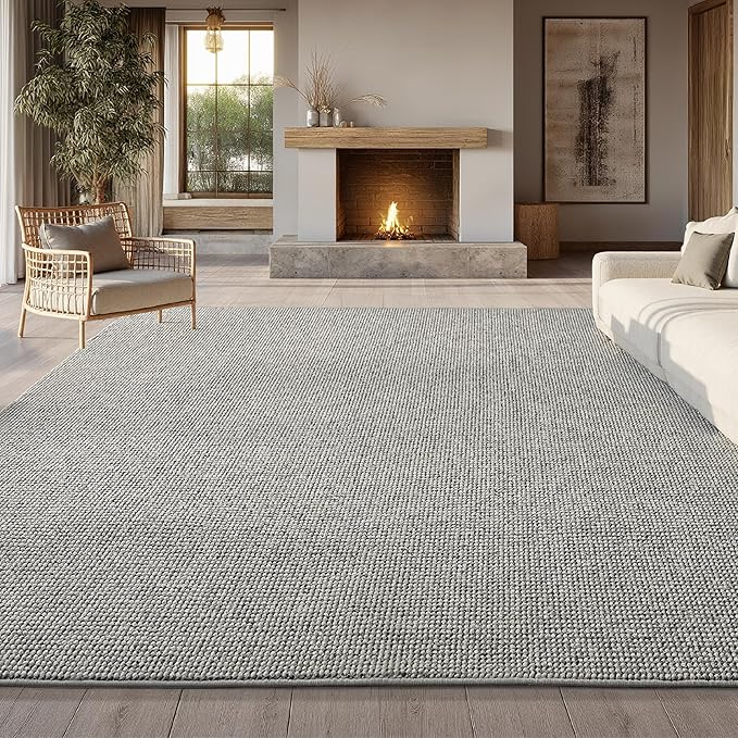Bedsure 3x5 Faux Wool Area Rugs for Living Room, Machine Washable Carpet, Non-Slip Backing, Pet Friendly Throw Rug for Bedroom Dining Room, Gray