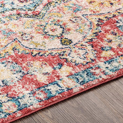 Livabliss Area Rugs - 8x10 Romaine Vintage Boho Rose Navy Sky Blue Area Rug for Living Room Bedroom - Floral Medallion Stain Resistant Carpet for Kitchen, Nursery, Office (7'10" x 10'3")