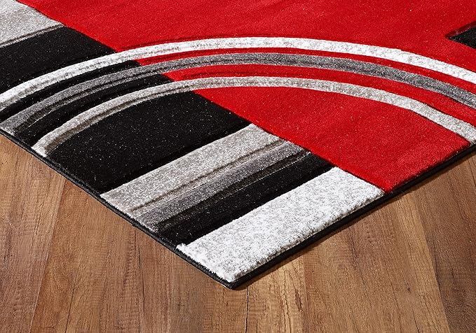 GLORY RUGS Area Rug Modern 8x10 Red Soft Hand Carved Contemporary Floor Carpet with Premium Fluffy Texture for Indoor Living Dining Room and Bedroom Area