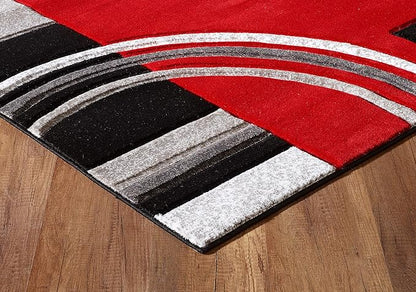 GLORY RUGS Area Rug Modern 8x10 Red Soft Hand Carved Contemporary Floor Carpet with Premium Fluffy Texture for Indoor Living Dining Room and Bedroom Area