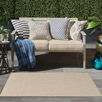 Nourison Home Courtyard Jute Ivory 3' x 5' Area Rug - Easy Clean, Non Shedding, Bed Room, Living Room, Dining Room, Kitchen (3' x 5')
