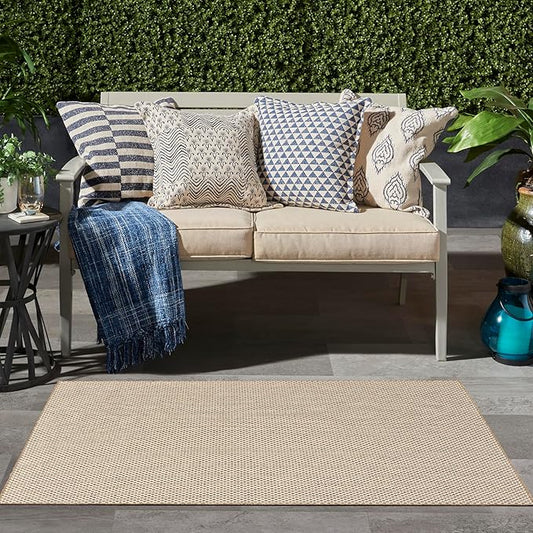 Nourison Home Courtyard Jute Ivory 3' x 5' Area Rug - Easy Clean, Non Shedding, Bed Room, Living Room, Dining Room, Kitchen (3' x 5')
