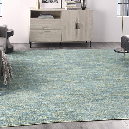 Nourison Home Nourison Essentials Blue Green 9' x Square Area Rug - Easy Clean, Non Shedding, Bed Room, Living Room, Dining Room, Kitchen (9' x Square)